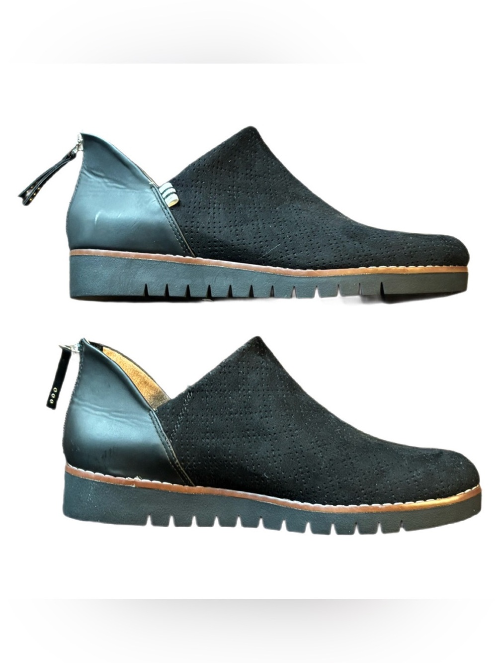 Dr. Scholl's Women's Insane Loafer Bootie Black Perforated Suede Size 9